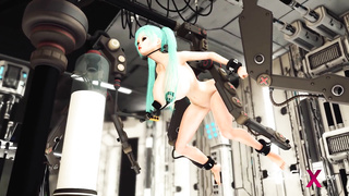 Lovemaking in a spaceship. Space big-titted lady in handcuffs gets banged rigid by intercourse robot in the lab