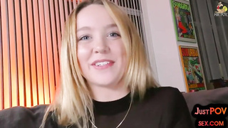 Buttfuck lubricated inexperienced teenie POINT OF VIEW romping while conversing whorish