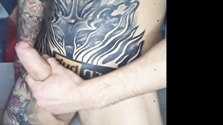Tattooed gay Ryan Moore Masturbates