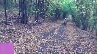 Blinded brown-haired is blowing a rock rigid spunk-pump in the nature and getting smashed from behind