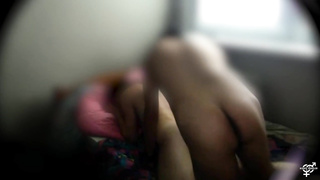 Naghty teenager is groaning from delectation while getting pounded from behind, because it senses so fine