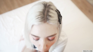 Lil' uber-cute ghostie takes it deep in her cock-squeezing labia and gets jizm glazed - Eva Elfie