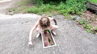 Bony honey with smallish bra-stuffers, Sarah Evans is railing a orgy fucktoy in the nature