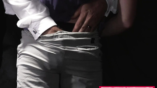 Chase load his cum while fucks him in dildo