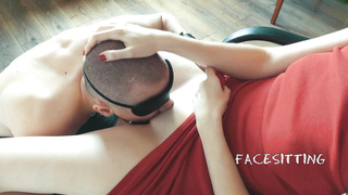 Shackled sub munches puss on the orders of domme, russian female dominance pussy eating, damsel predominance