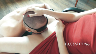 Shackled sub munches puss on the orders of domme, russian female dominance pussy eating, damsel predominance