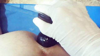 Insane guy loves the way his nurse is toying with his man meat and nuts, before pulverizing him