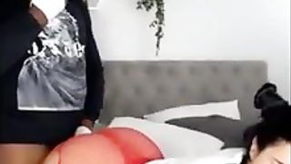 Whorish honey is getting torn up from behind during the Halloween night and loving it a bunch