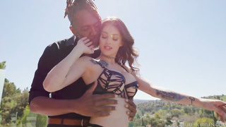 Blondie manstick blower is pleasuring another fellow with her voluptuous lips and listening to his wails