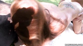 Red-Haired nubile with flawless milky bootie