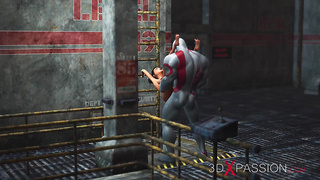 Donk bang. Cherry school gal and a huge monster in the industrial zone