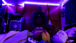 Naughty black guy is pounding his hottest acquaintance's whorish gf from the back, late at night