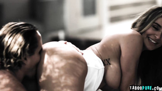 Two huge cocks down to Ella Reese throat