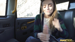 Faux Cab Wild art college girl likes taking a masssive bone in her caboose