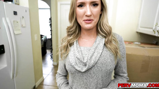 Sexy stepmom giving her stepson a blowing away gift