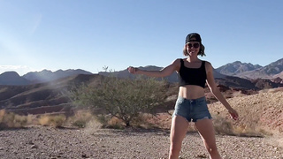 Wifey pulverized / drool roasted by 2 boys and receives internal ejaculation on public road in the Nevada desert
