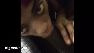 Brief haired, Ebony chick is gargling a rock stiff dinky like a real professional, just for joy