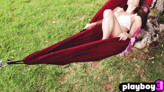 Cute teen Elilith Noir playing with fire