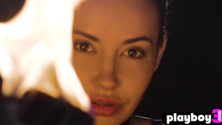 Cute teen Elilith Noir playing with fire