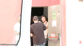 Spanish poked by strangers in public (James Deen, Samia Duarte)