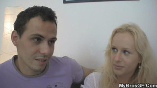 MYBROSGF - Finding his blondie girlfriend cuckold with mate