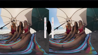 Super-Naughty America - 3 molten honeys go to town on the lifeguard's dick