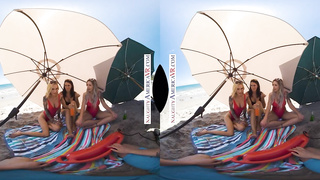 Super-Naughty America - 3 molten honeys go to town on the lifeguard's dick