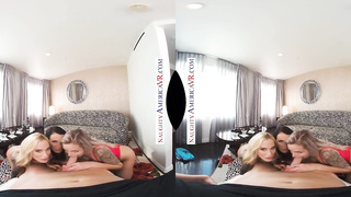 Super-Naughty America - 3 molten honeys go to town on the lifeguard's dick