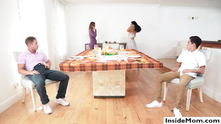 Busty milf babes fuck stepsons foursome