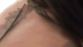 Long legged ebony stunner Minnie railing harsh on a phat jizz-shotgun