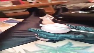 Horny dame, Katrix is dressed in leather mittens while frolicking with her victim's rock rock-hard sausage