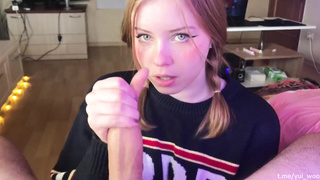 College Girl lady softly deep-throats and luvs jizz