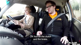 Driving schoolgirl buxom stunner public boinked outdoor in the truck