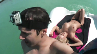 Hot Blonde Big Sexy Tits Threesome Sex On Pedal Boat