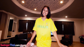 World Cup watching with cute Thai teen