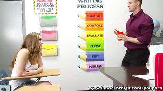 InnocentHigh Sandy-Haired teenie Monica Rise porks super-naughty prof