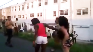 Real gal struggle with a duo of naughty women