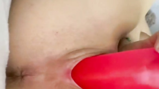 Uber-Sexy blond bj's fake penis and jack her gash