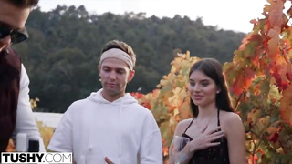 Warm brown-haired, Stefany is about to have a three-way with 2 boys she luvs a pile