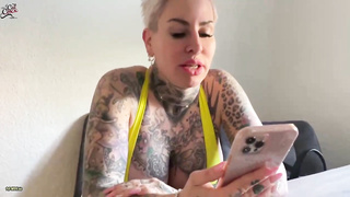 Inked ash-blonde nymph, Cat-Coxx is anxiously inhaling her neighbour’s cock before getting pounded rock hard
