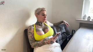 Inked ash-blonde nymph, Cat-Coxx is anxiously inhaling her neighbour’s cock before getting pounded rock hard