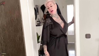 Inked ash-blonde nymph, Cat-Coxx is anxiously inhaling her neighbour’s cock before getting pounded rock hard