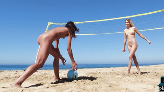 Lesbian girlfriends hot beach volleyball