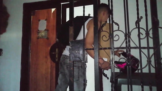 Plump black-haired is groaning from delectation while getting drilled, because she is about to jizz