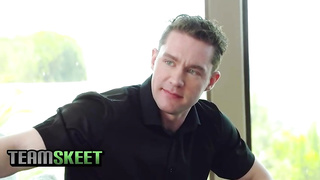 Dark haired honey took off her clothes in front of her chief an let him pulverize her