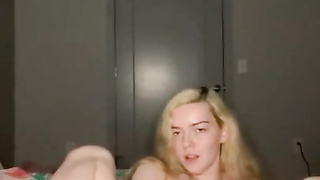 Towheaded Superslut Spreads Her Cooter Out and Blows A Load With five Fucktoys