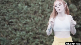 Tennis coach makes petite redhead squirt