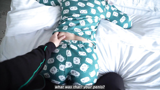 step mummy and step son-in-law share a sofa in a motel guest room!