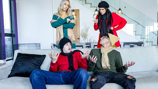 Stepmoms fucking teen stepsons foursome