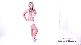 Lovely light-haired honey with blue eyes and braces is deep throating her greatest mate's stiff manstick